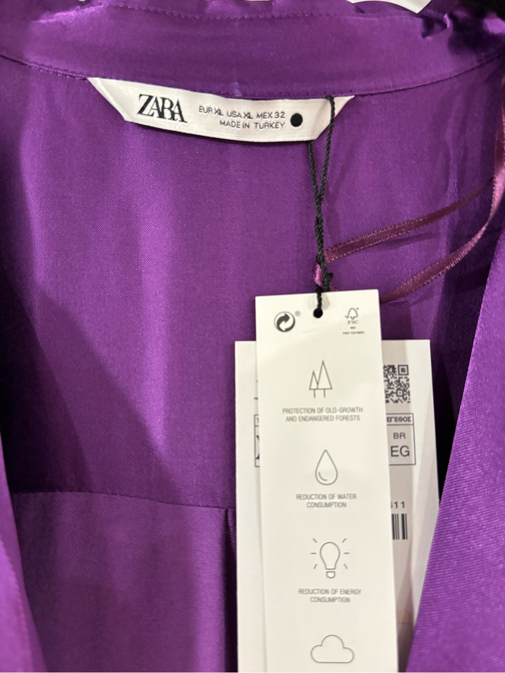 NWT Zara Purple Satin Tie-Front Mini Dress - Picture 2 of 2